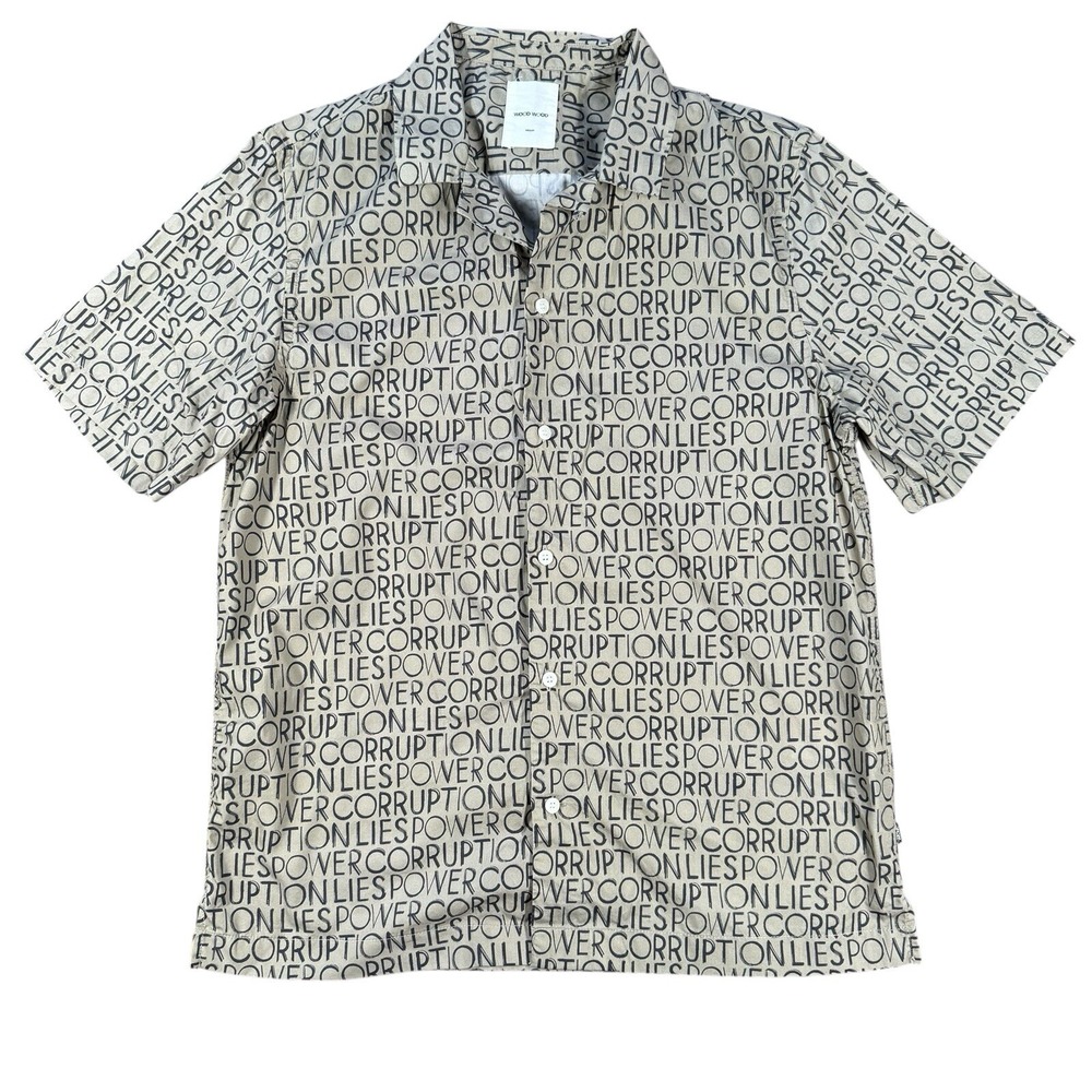 Wood‎ Wood Medium Power Corruption Brown Short Sleeve Men's Brandon Shirt